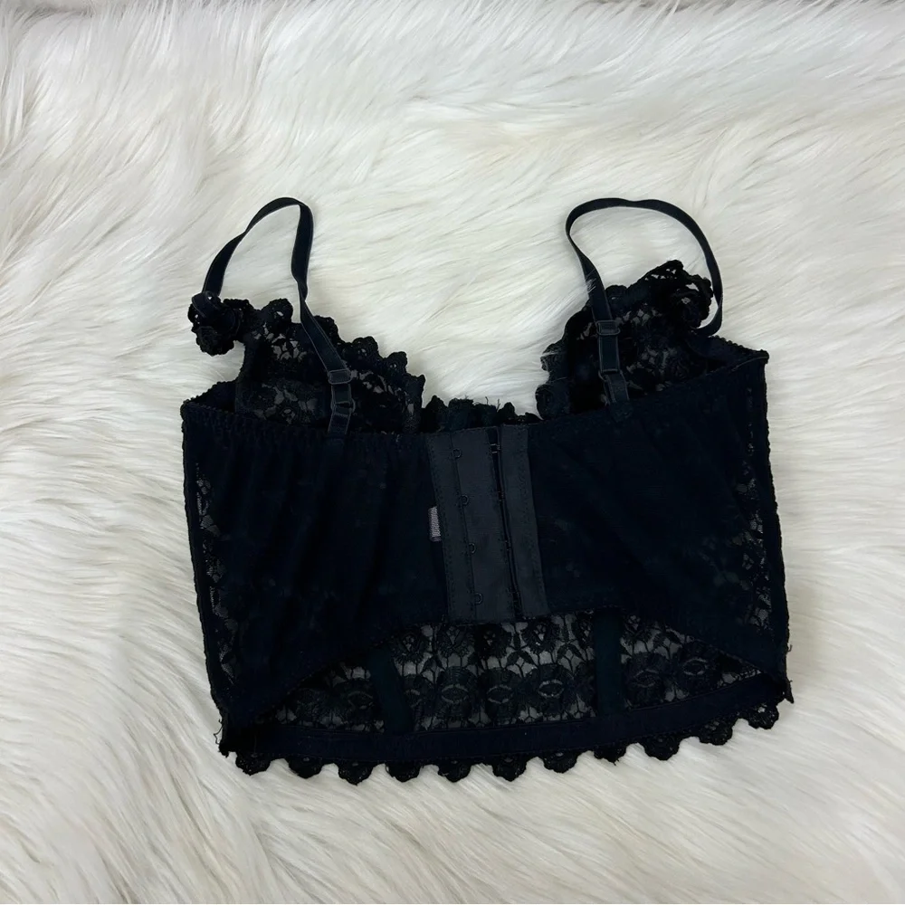 Vintage Victoria’s Secret Black Lace Bustier Bralette Bra Size 34C